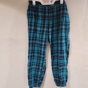 Victoria's Secret Teal Green And Black Plaid Flannel Pajama Pants Size L